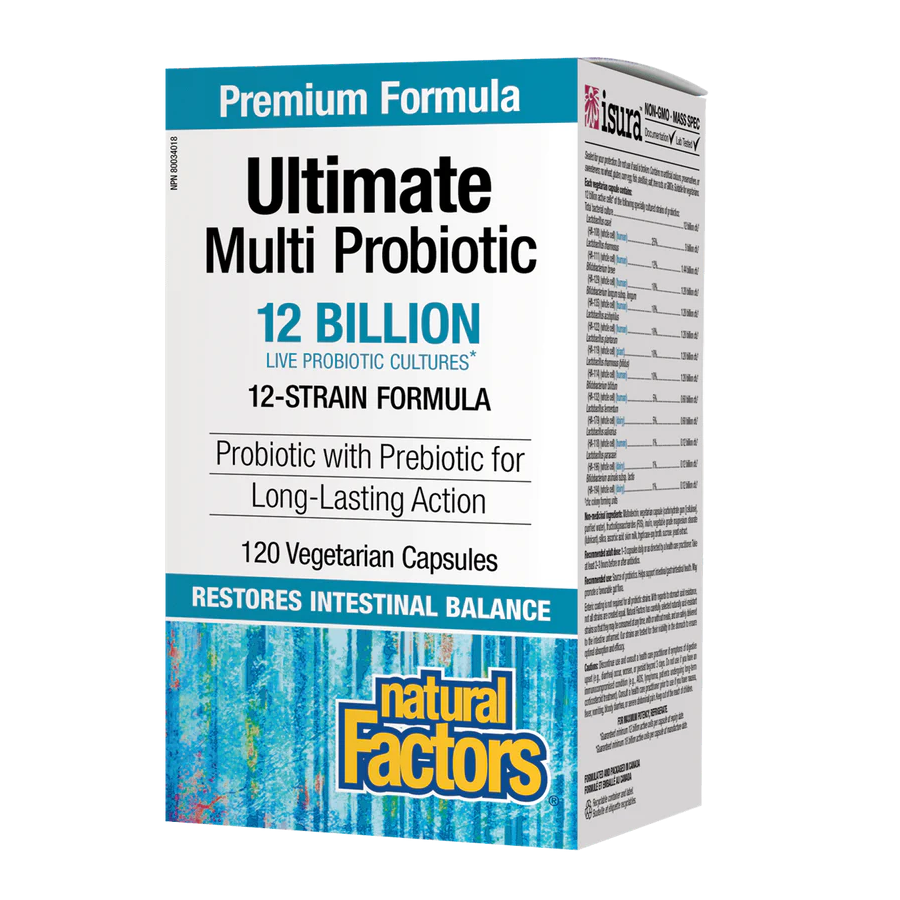 Box of Natural Factors Ultimate Multi Probiotic on a white background