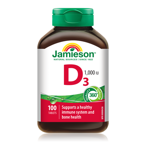 Jamieson Vitamin D3 1,000 IU 100 Tablets Canadian label