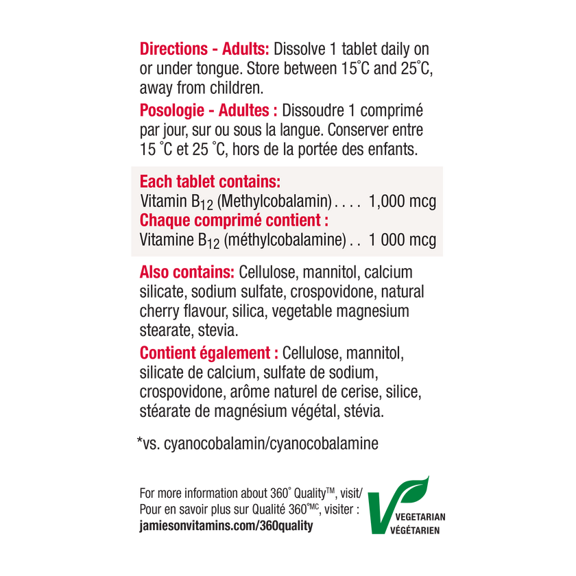 Vitamins B12 packaging with text and a green leaf logo on a white background 5/2026