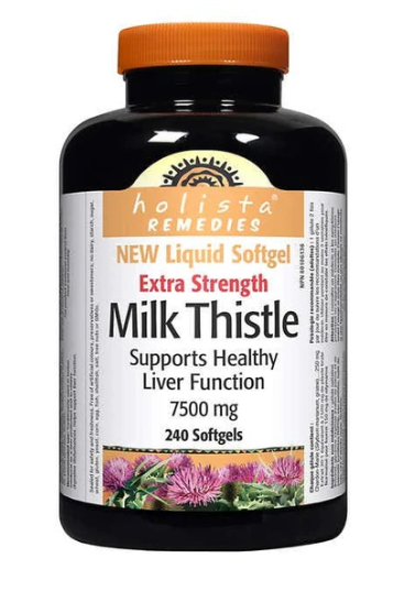 Holista Milk Thistle 7500 mg Canadian label sold online by natvd.com