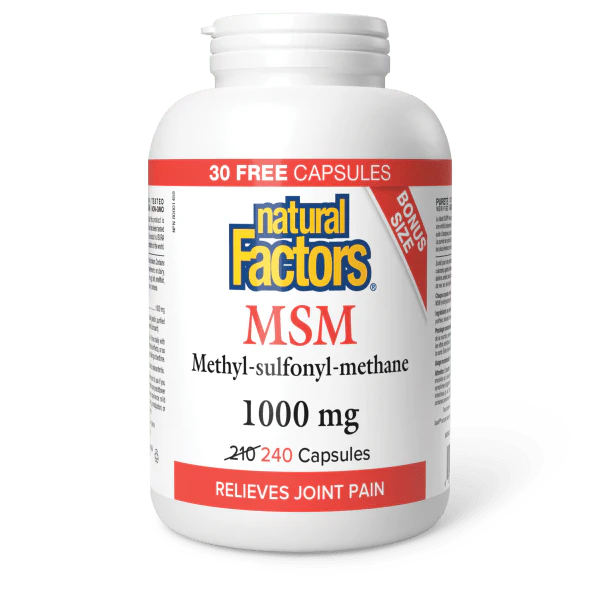 Natural Factors MSM (Methyl-Sulfonyl-Methane), 1000 mg, 240 caps