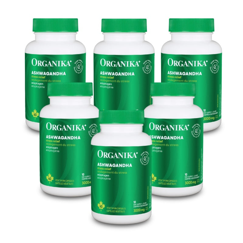 6x Organika Ashwagandha 500mg 60 Vegetarian capsules Bundle