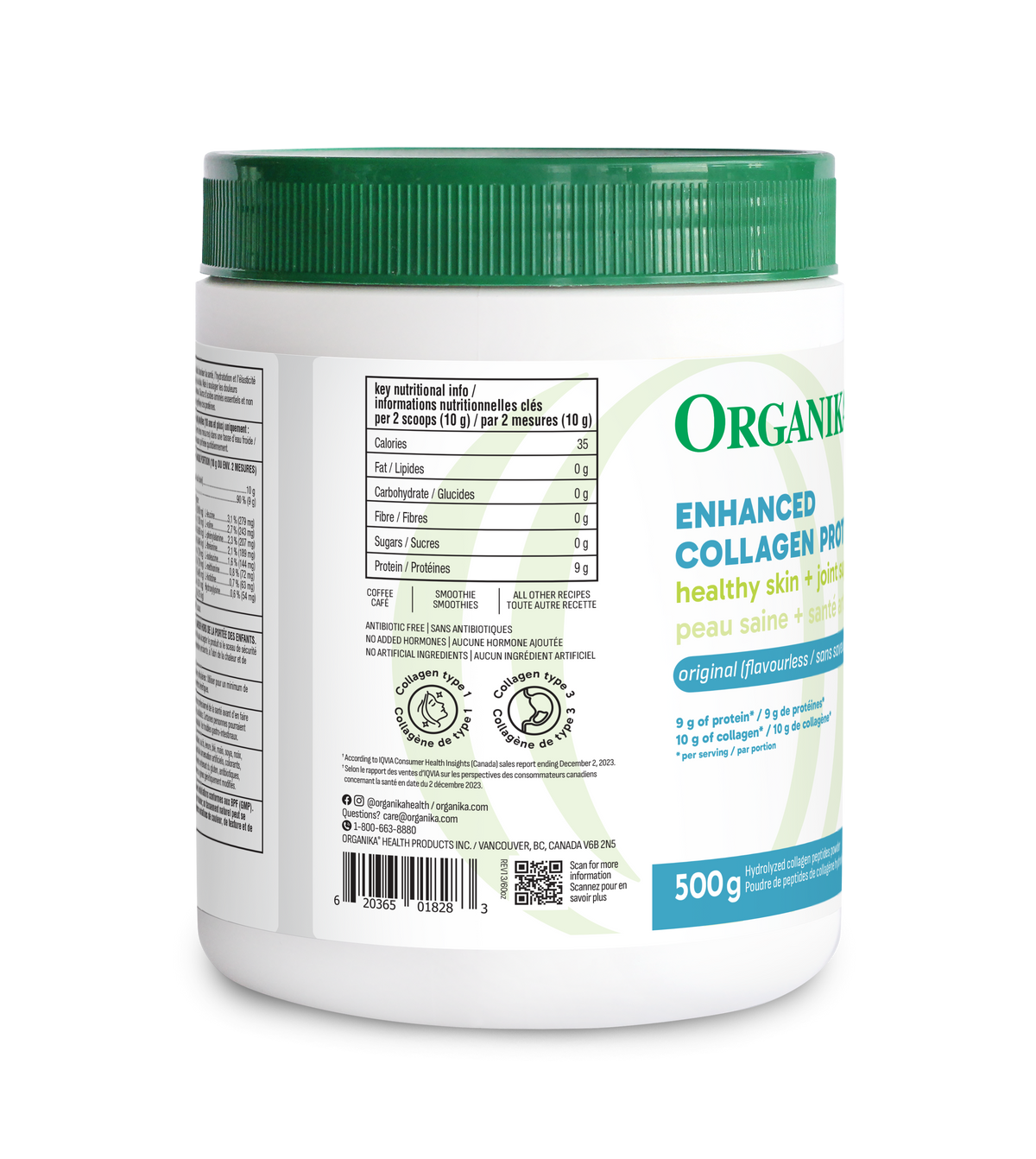 6x Organika Enhanced Collagen Powder Original 500g Bundle