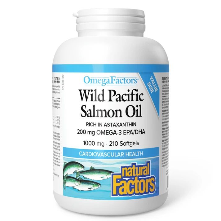 Natural Factors 野生太平洋三文鱼油, 1000毫克,优惠装180+30粒软胶囊