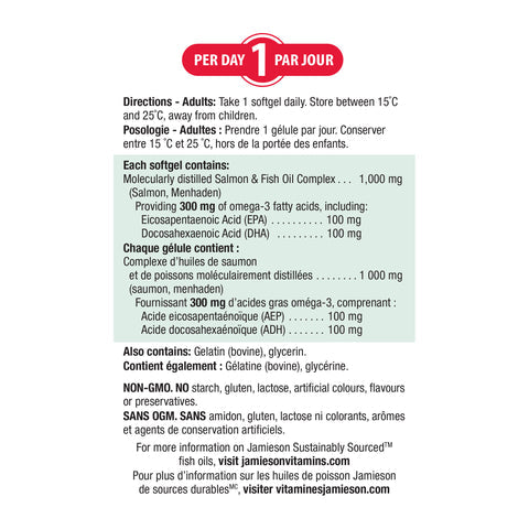 2 x Jamieson Salmon and Fish Oils Omega-3 Complex, 150+50 BONUS softgels Bundle