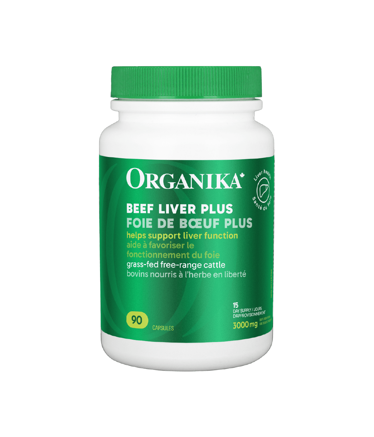 Organika Beef Liver Plus 90 capsules Canadian label version sold online natvd.com