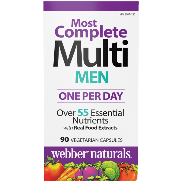 Webber Naturals Men's Most Complete Multi 90 Vegetarian Capsules Canadian label version