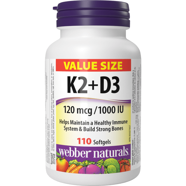 Webber Naturals 維生素 K2 + D3 120 mcg/1000 IU,110 粒軟膠囊
