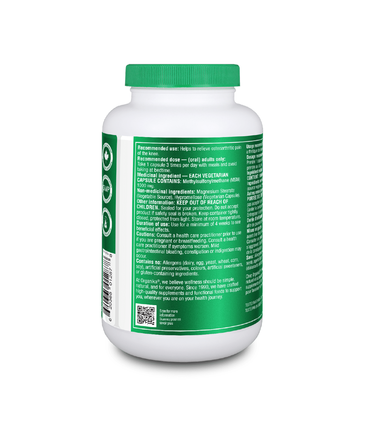 6x Organika MSM (Methyl-Sulfonyl-Methane) 1000 mg 180 veg capsules Bundle