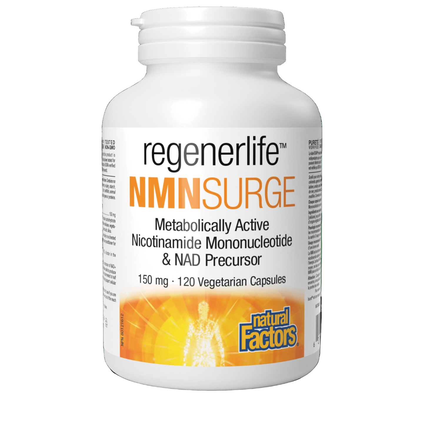 Natural Factors Regenerlife 150 mg 120 veetarian capsules Canadian label sold by natvd.com