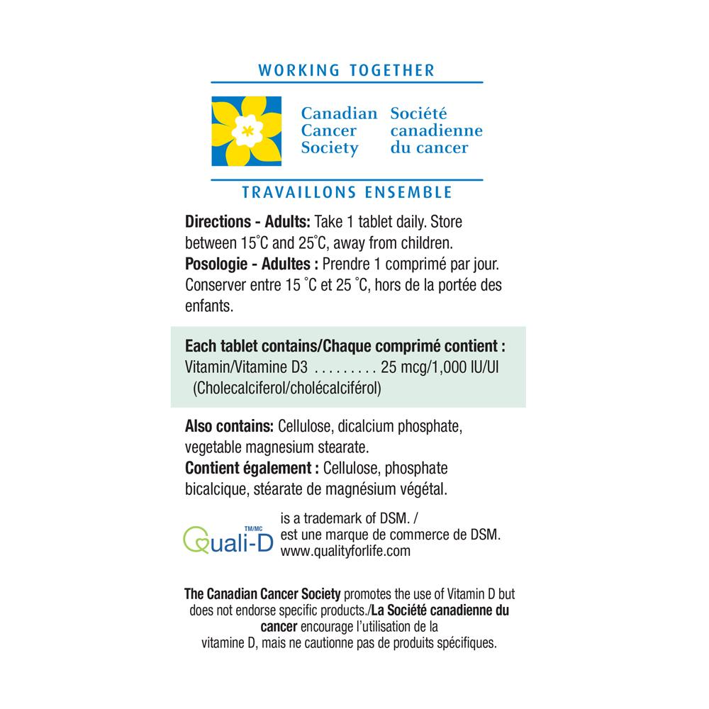 Jamieson Vitamin D3 500 tablets ingredients