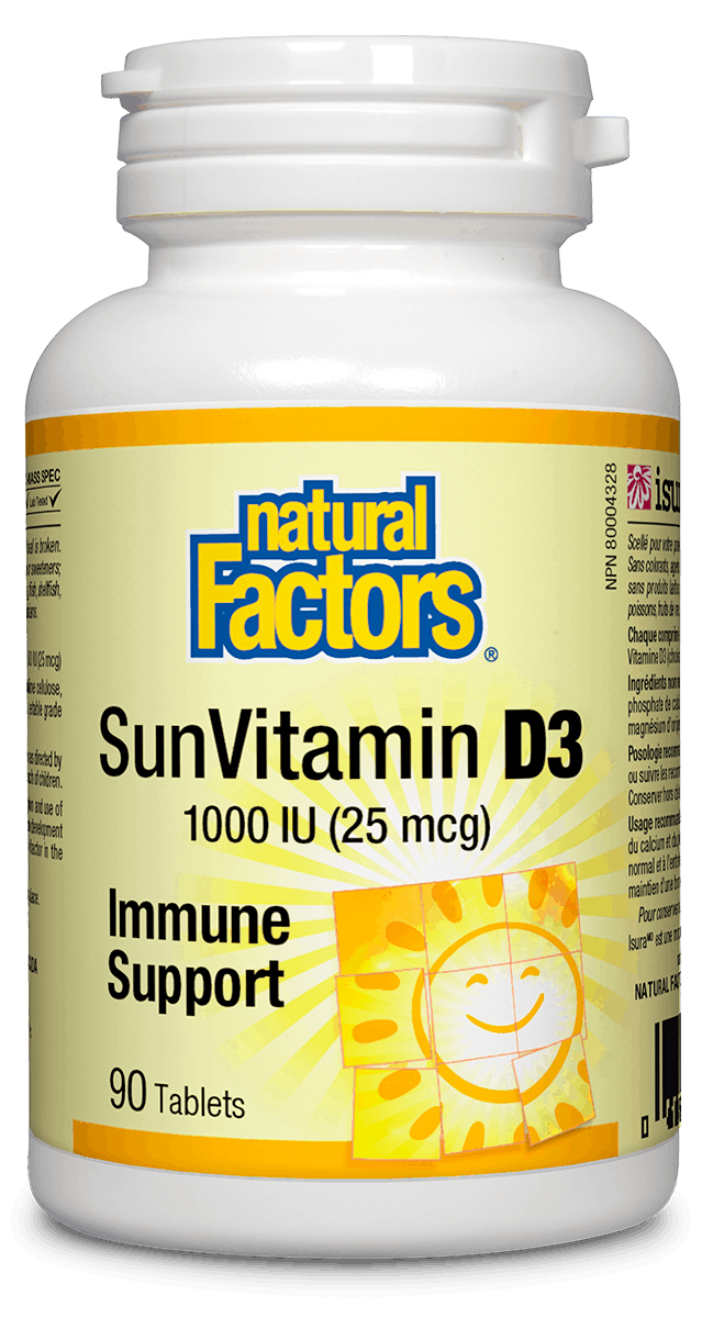 然自自然 Natural Factors SunVitamin D3 Tablets 1000 IU, 90 tablets