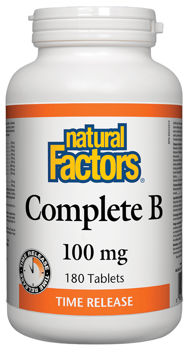 Natural Factors Complete Vitamin B, Time Release, 100 mg, 180 Tablets