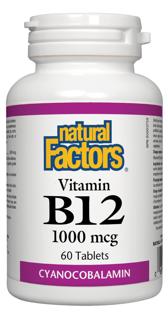 維生素B12(氰鈷胺素)Vitamin B12, 1000 mcg, 60錠劑