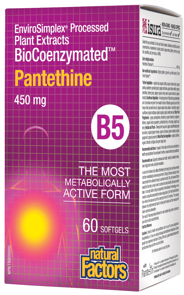 Natural Factors BioCoenzymated Pantethine B5 450 mg, 60 Softgels