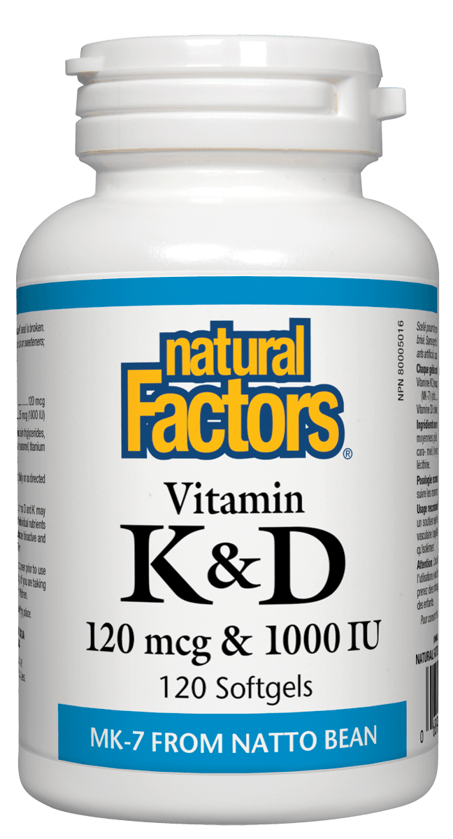 Natural Factors 維他命 K & D, 120 軟膠囊