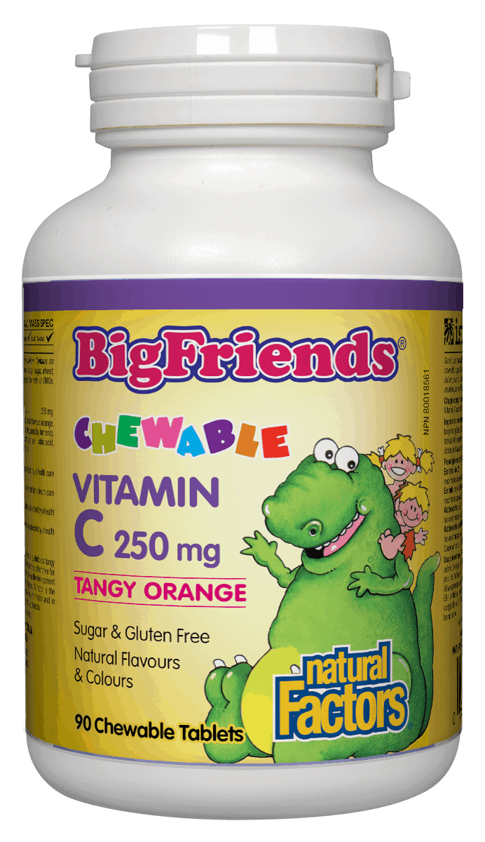 Natural Factors Tangy Orange Big Friends® Jr. Chewable C, 250 mg, 90 Chewable Tablets