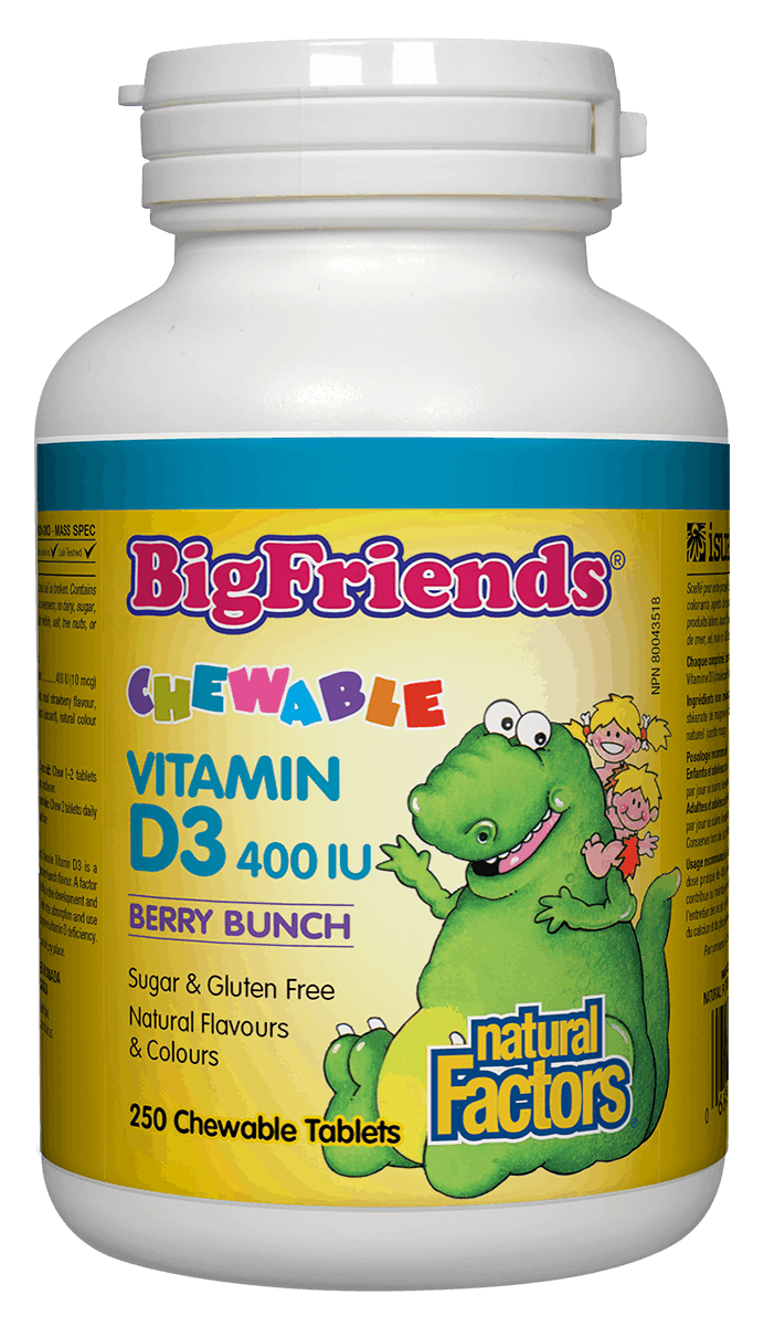 Natural Factors BigFriends Vitamin D3, 250 Chew tabs
