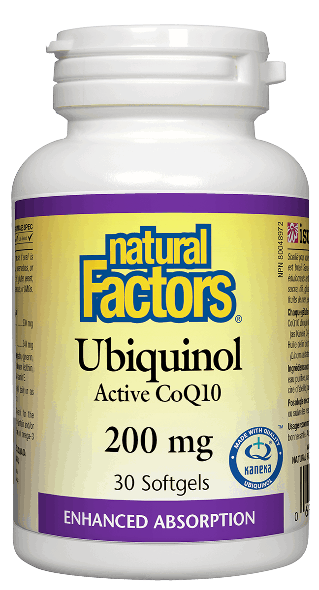 Natural Factors Ubiquinol QH® Active CoQ10 200 mg 30 Softgels natvd