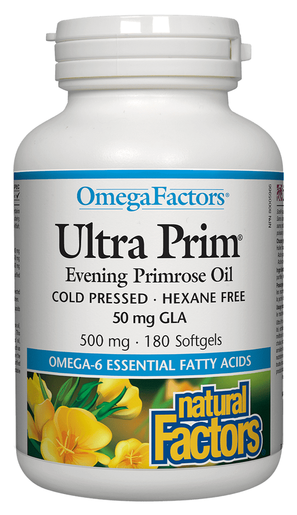 Natural Factors Ultra Prim Evening Primrose Oil, 500mg, 180 softgels