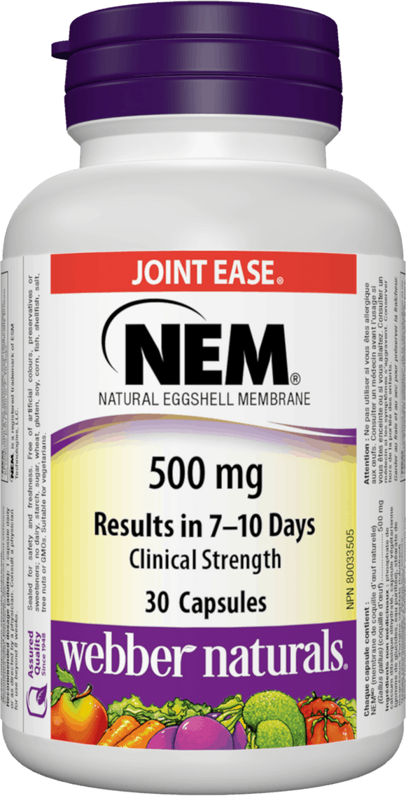 Webber Naturals NEM®天然蛋殼膜 500 mg, 30粒素食膠囊