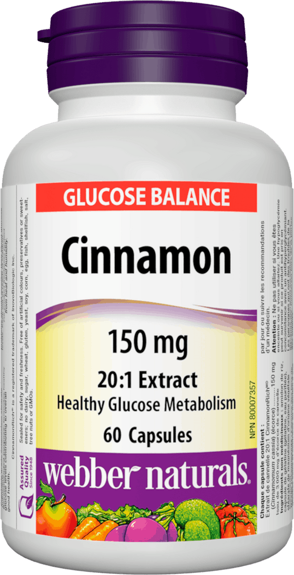 Webber Naturals Cinnamon Extract 150 mg, 60caps