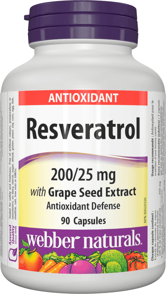 Webber Naturals Resveratrol with Grape Seed Extract, 200mg/25mg, 90 capsules