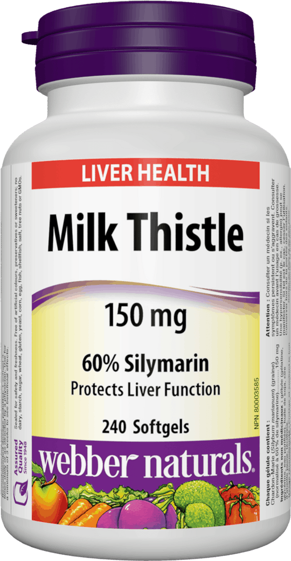 Webber Naturals Milk Thistle 150 mg · 60% Silymarin, 240 Softgels