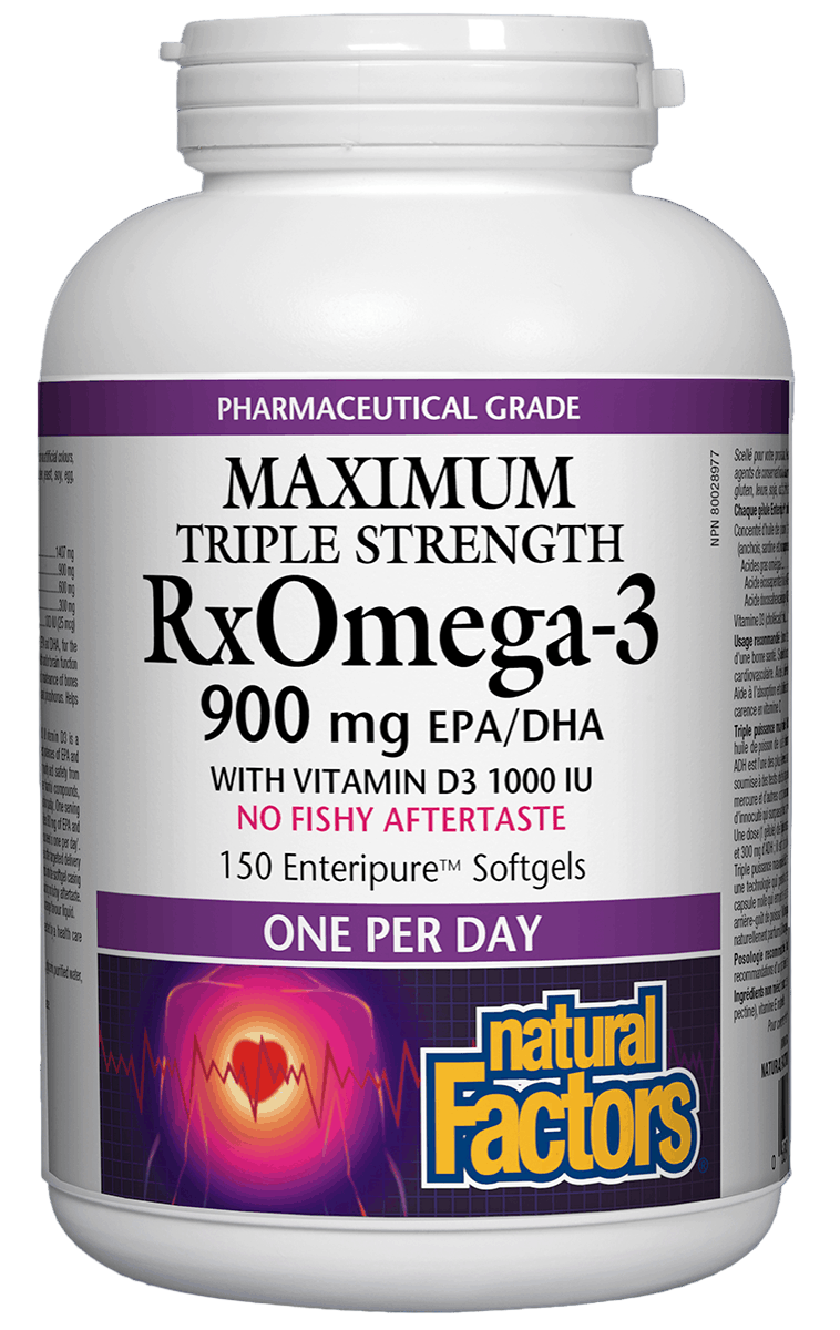 RxOmega3三倍強效魚油因子+1000 IU維生素D3, 150粒軟膠囊