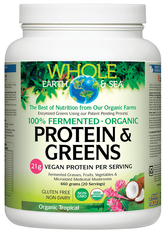 Whole Earth & Sea 發酵綠色有機營養蛋白粉，660克 熱帶風口味