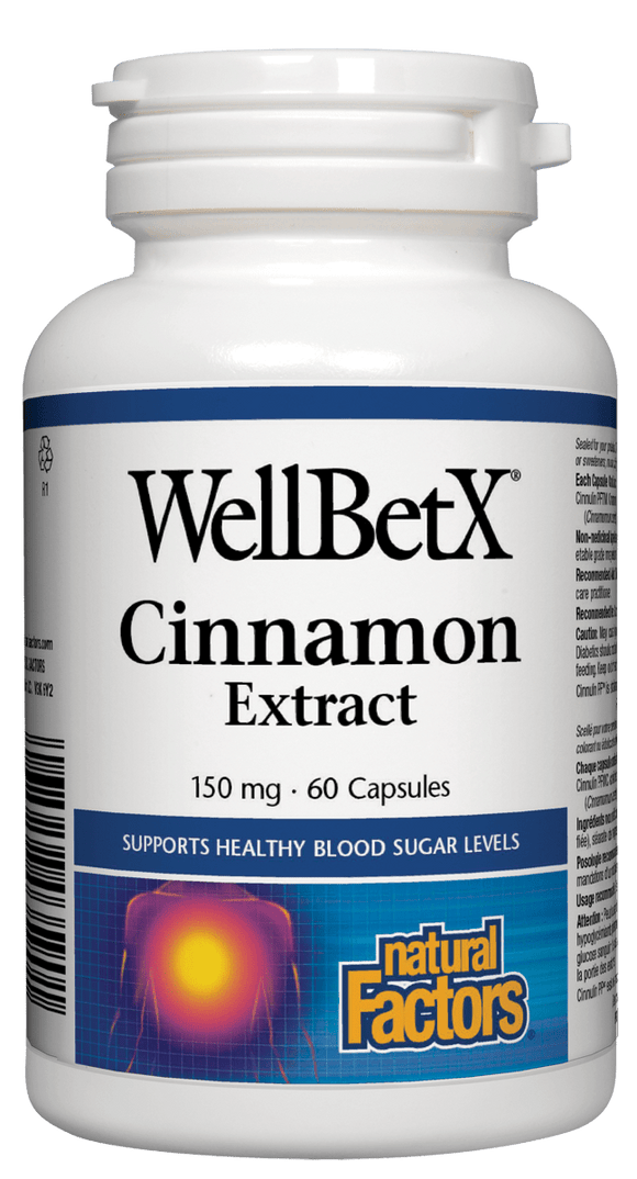 Natural Factors WellBetX™ Cinnamon Extract, 60 caps