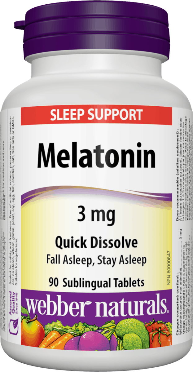 Webber Naturals Melatonin Easy Dissolve, 3 mg, 90 sublingual tabs
