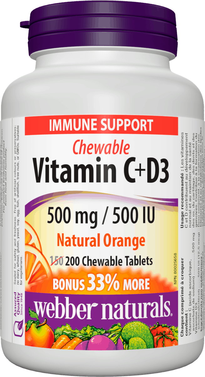 Webber Naturals Vitamin C + D3 500 mg/500IU