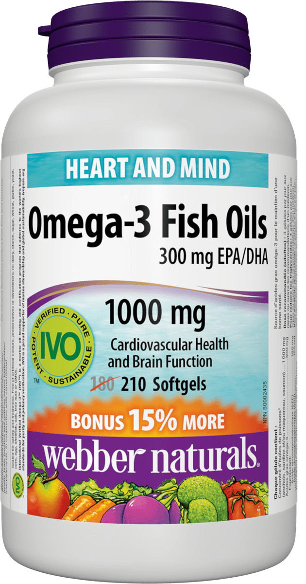 Webber Naturals Omega-3鱼油,1000mg, 优惠装210粒软胶囊