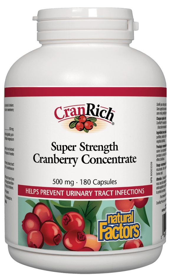 Natural Factors CranRich® Super Strength Cranberry Concentrate, 500 mg, 180 Capsules