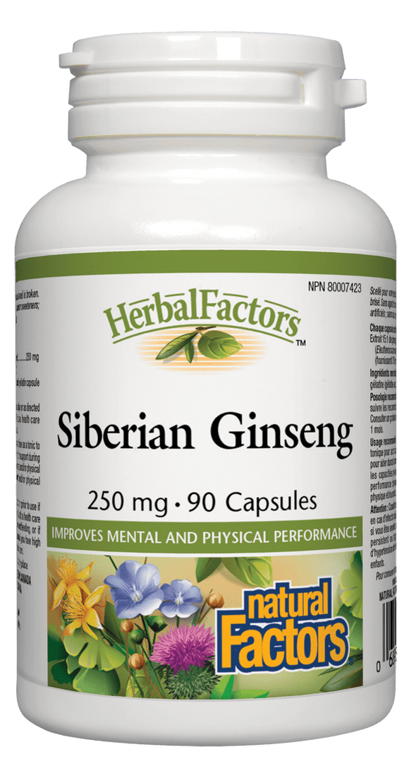 Natural Factors Siberian Ginseng Extract 250 mg, 90 v-caps