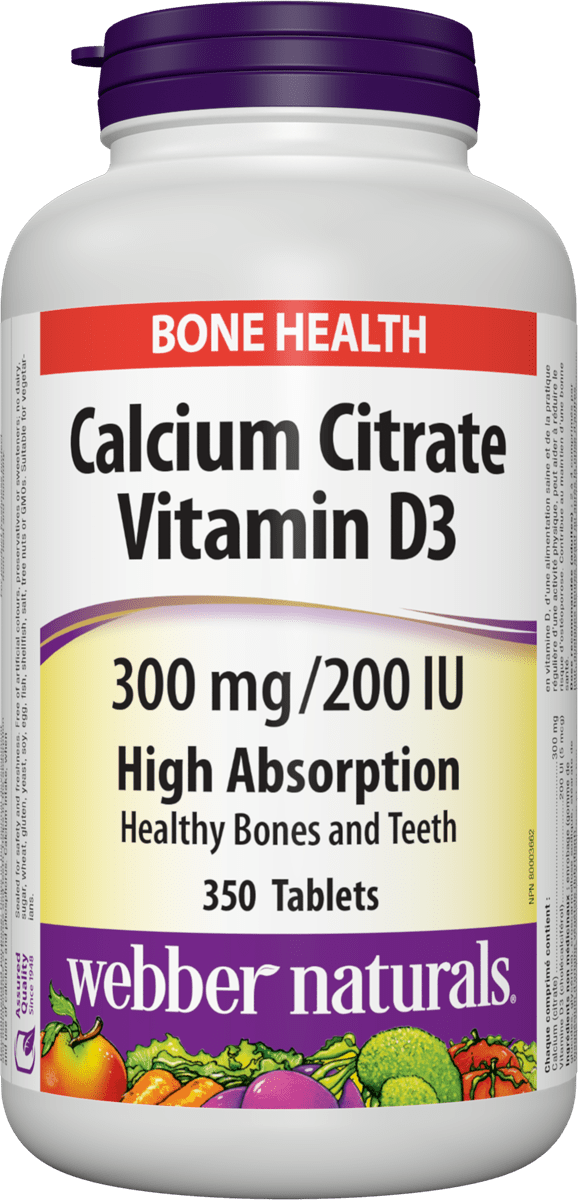 Webber Naturals - Calcium Citrate with Vitamin D3 300 mg / 200 IU - 350 Tablets
