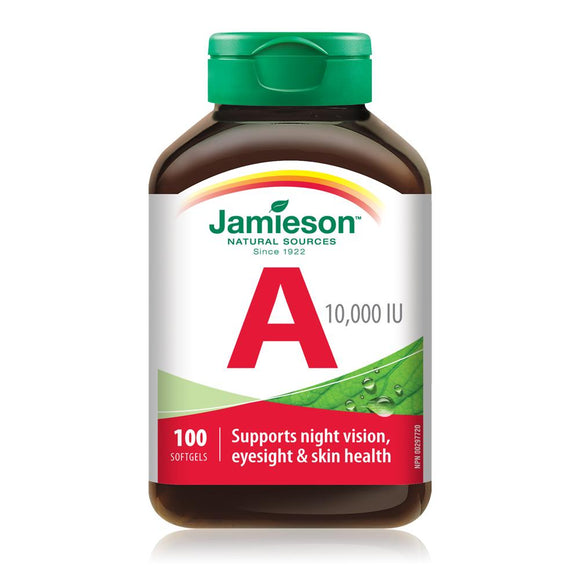 Jamieson 維生素A， 10,000IU，100粒軟膠囊