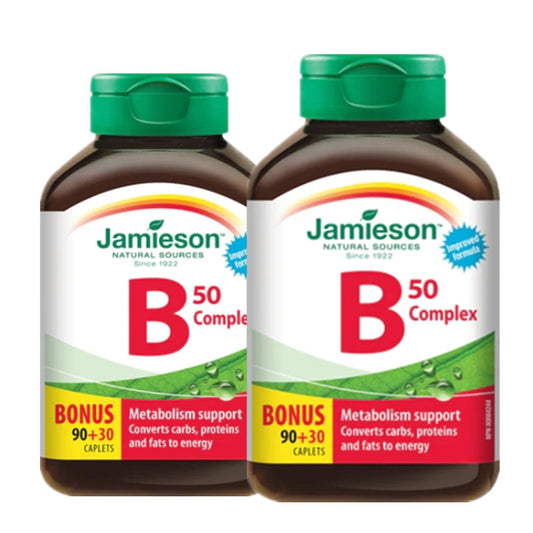 2 x Jamieson Vitamin B Complex, 50 mg, 90+30 Caplets Bundle