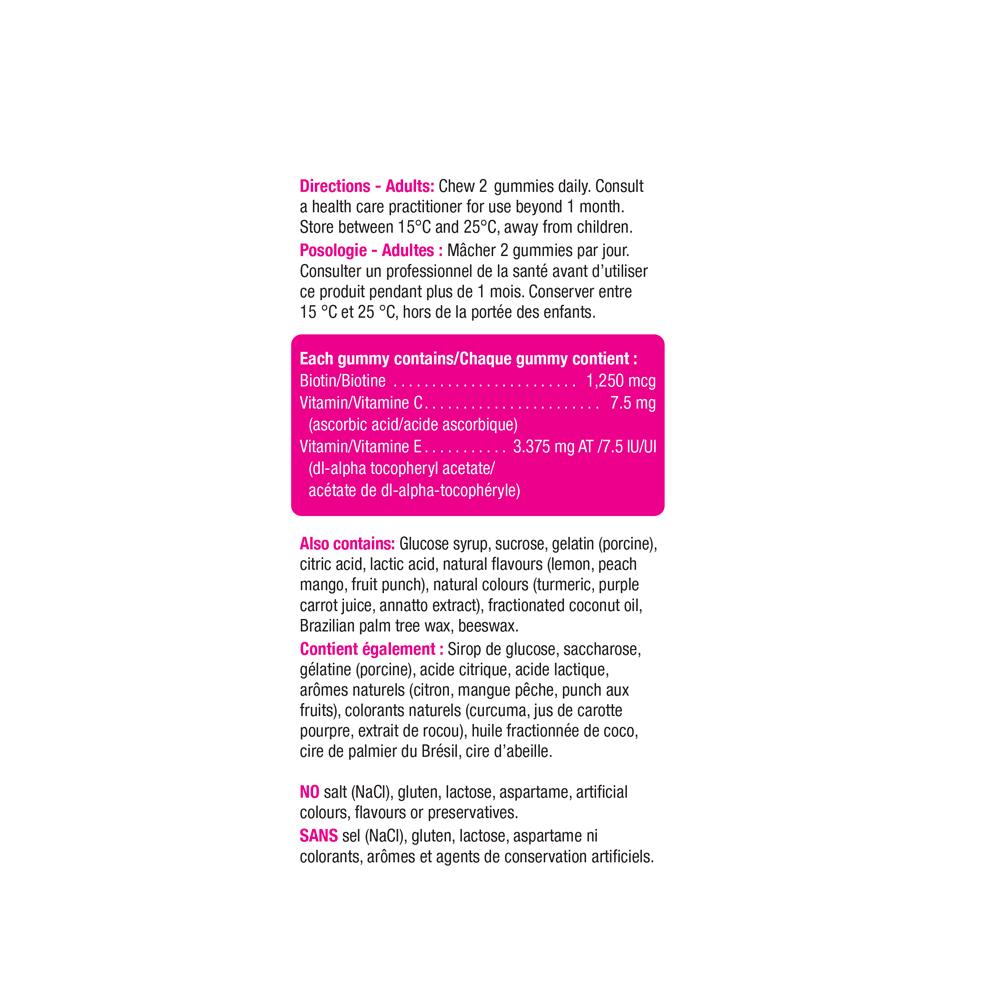 Jamieson High Potency Biotin Gummies, 100 gummies ingredients