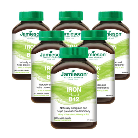 6 x Jamieson Iron + Vitamin B12 Chewable 45's Bundle