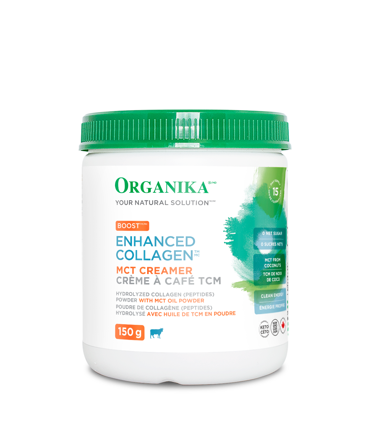 优格康 Organika Enhanced Collagen Boost, Original 150g MCt creamer