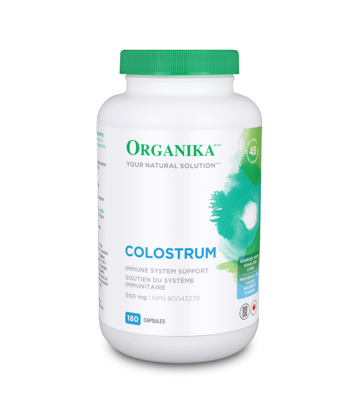优格康 Organika Colostrum Bovine 500mg, 180 caps Canada