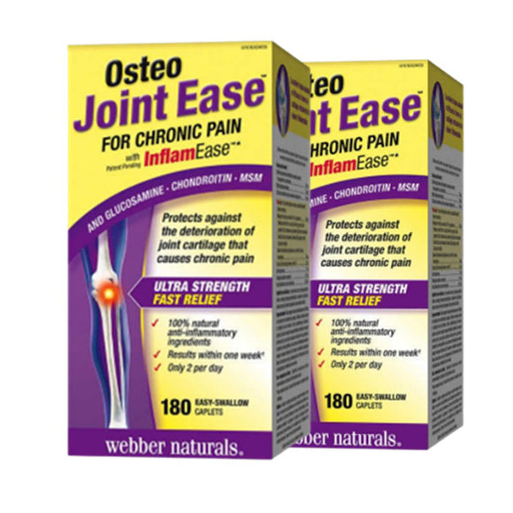 【優惠組合】2瓶 x Webber Naturals Osteo Joint Ease 緩解炎症 - 維骨力+軟骨素+MSM，180粒易吞片
