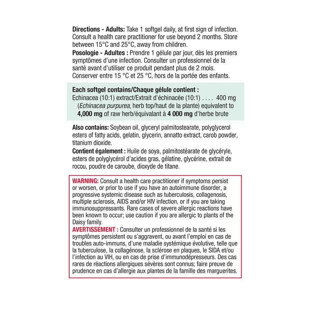 健美生 Jamieson Echinacea 4000mg 60 softgels ingredients