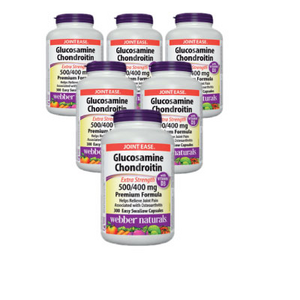  (Promotion Item) 6x Webber Naturals Glucosamine Chondroitin 500/400mg, with Vitamin D3, 300 caps