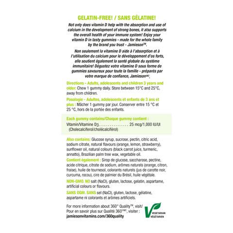 Jamieson Vitamin D3 1,000 IU Gummies 130s