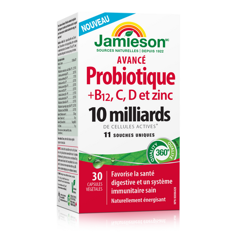 Jamieson 高級益生菌 + 維生素 B12、C、D 和鋅 4，30 粒膠囊