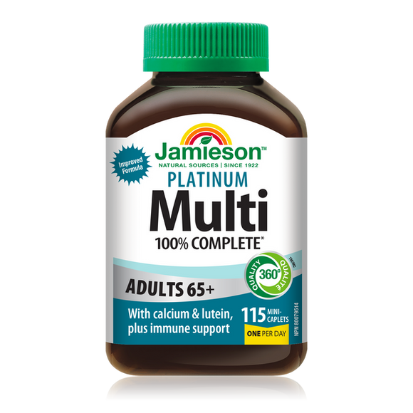 Jamieson 100% Complete Platinum Multivitamin for Adults 65+, 115 caplets