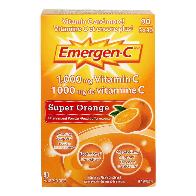 Emergen-C維生素C泡騰粉，超級橙味，90包